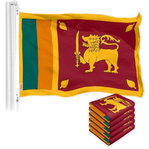 G128 5 Pack: Sri Lanka Sri Lankan Flag | 3x5 Ft | LiteWeave Pro Series Printed 150D Polyester | Country Flag, Vibrant Colors, Brass Grommets, Thicker and More Durable Than 100D 75D Polyester