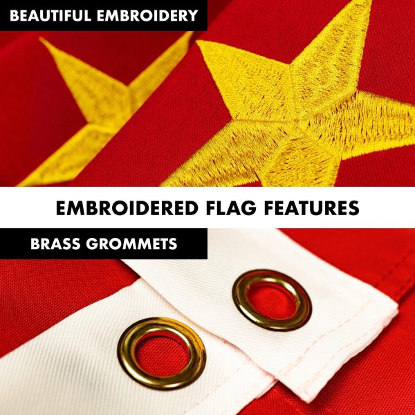 G128 - 6 Feet Tangle Free Spinning Flagpole (Silver) China Flag Brass Grommets Embroidered 3x5 ft (Flag Included) Aluminum Flag Pole - Image 4
