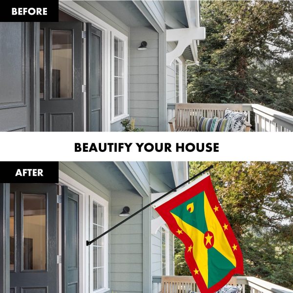 G128 Combo Pack: 6 Ft Tangle Free Aluminum Spinning Flagpole (Black) & Grenada Grenadian Flag 3x5 Ft, LiteWeave Pro Series Printed 150D Polyester | Pole with Flag Included - Image 3