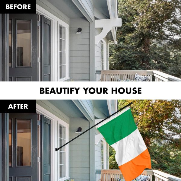 G128 Combo Pack: 6 Feet Tangle Free Spinning Flagpole (Black) Ireland Irish Flag 3x5 ft Printed 150D Brass Grommets (Flag Included) Aluminum Flag Pole - Image 3
