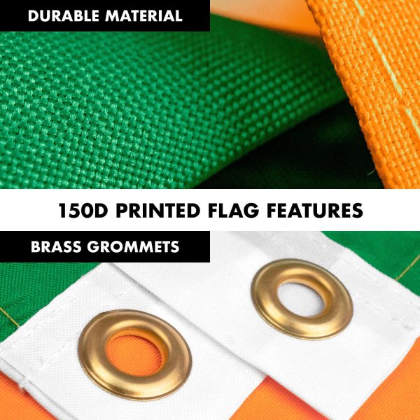 G128 Combo Pack: 6 Feet Tangle Free Spinning Flagpole (Black) Ireland Irish Flag 3x5 ft Printed 150D Brass Grommets (Flag Included) Aluminum Flag Pole - Image 4