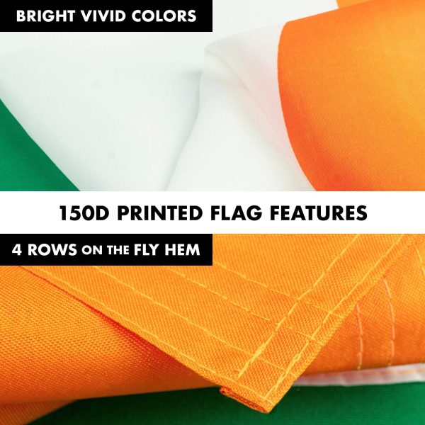 G128 Combo Pack: 6 Feet Tangle Free Spinning Flagpole (Black) Ireland Irish Flag 3x5 ft Printed 150D Brass Grommets (Flag Included) Aluminum Flag Pole - Image 5