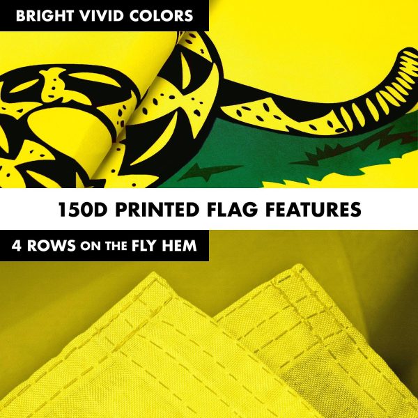 G128 Combo Pack: 6 Feet Tangle Free Spinning Flagpole (Black) Gadsden Don't Tread on Me Flag 3x5 ft Printed 150D Brass Grommets (Flag Included) Aluminum Flag Pole - Image 5