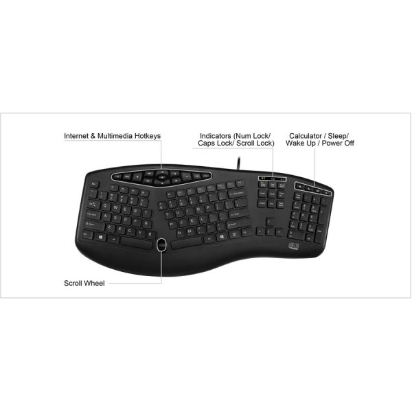 Adesso TruForm Ergonomic Desktop Keyboard - Image 7