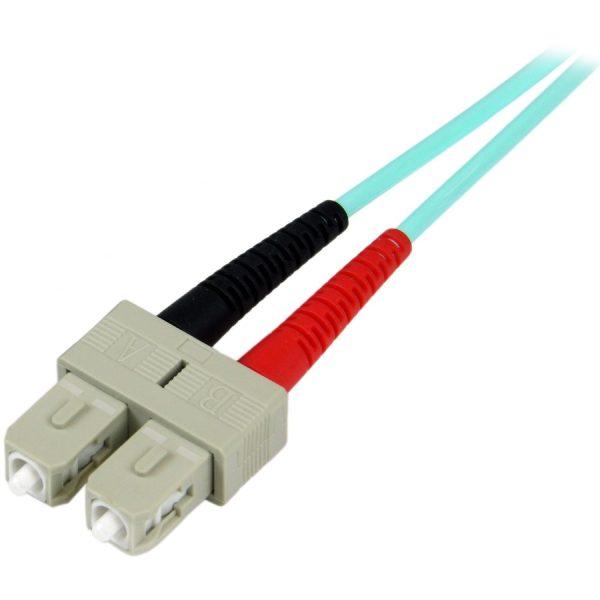 StarTech.com 2m (6ft) LC/UPC to SC/UPC OM3 Multimode Fiber Optic Cable, Full Duplex 50/125 Zipcord, 100G, LSZH Fiber Jumper Cord - Image 2