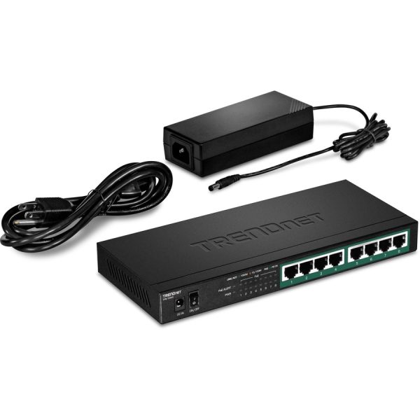TRENDnet 8-Port Gigabit PoE+ Switch, 65W PoE Power Budget, 16Gbps Switching Capacity, IEEE 802.1p QoS, DSCP Pass-Through Support, Fanless, Wall Mountable, Lifetime Protection, Black, TPE-TG83 - Image 5