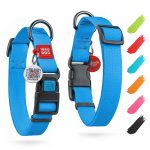 Waterproof Dog Collar   Adjustable Dog Collar for Large Dogs Small and Medium Dogs   Breakaway Dog Collar Waterproof with Plastic Buckle and QR Dog Tag   Boy & Girl Dog Collars (Blue)
