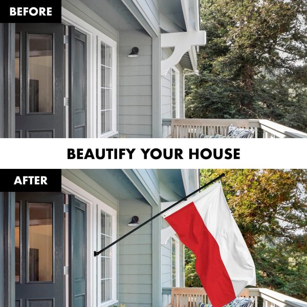 G128 Combo Pack: 6 Feet Tangle Free Spinning Flagpole (Black) Poland Polish Flag 3x5 ft Printed 150D Brass Grommets (Flag Included) Aluminum Flag Pole - Image 3