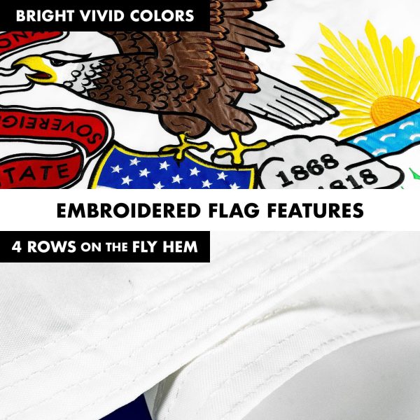 G128 - 6 Feet Tangle Free Spinning Flagpole (Silver) Illinois Double Sided Brass Grommets Embroidered 3x5 ft (Flag Included) Aluminum Flag Pole - Image 5