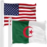 G128 Combo Pack: American USA Flag 3x5 Ft & Algeria Flag 3x5 Ft, Both Printed 150D Polyester, Indoor/Outdoor, Brass Grommets