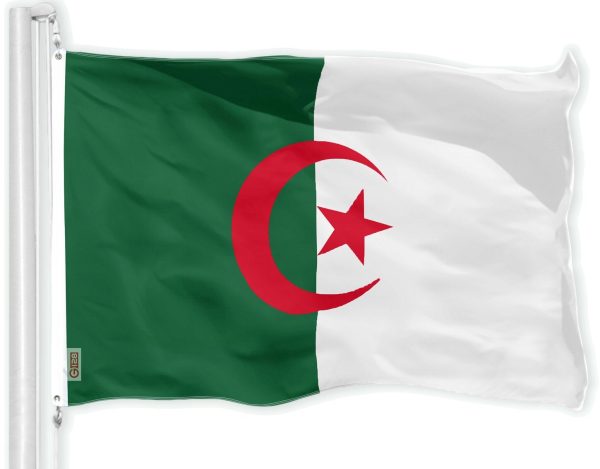 G128 Combo Pack: American USA Flag 3x5 Ft & Algeria Flag 3x5 Ft, Both Printed 150D Polyester, Indoor/Outdoor, Brass Grommets - Image 2