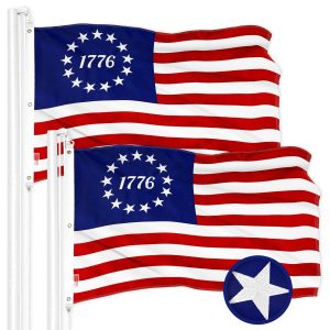 G128 2 Pack: Betsy Ross 1776 Flag | 6x10 Ft | ToughWeave Series Embroidered 300D Polyester | Historical Flag, Embroidered Design, Indoor/Outdoor, Brass Grommets