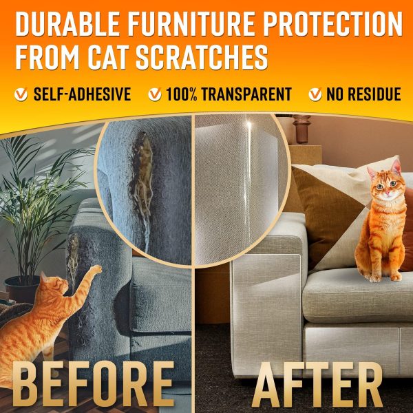 Heavy Duty Cat Scratch Deterrent Furniture Protectors for Sofa Doors Clear Couch Protectors from Cats Scratching Anti Cat Scratch Tape Guards 16 Sheets - Image 2