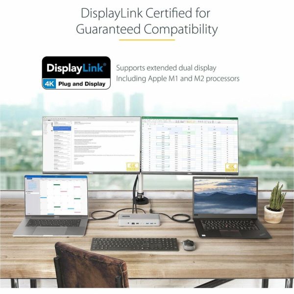 StarTech.com Dual-Laptop USB-C KVM Docking Station, Dual Monitor 4K 60Hz DisplayPort KVM Dock, 5x USB Hub, GbE, 90W/45W PD, Windows/Mac - Image 5