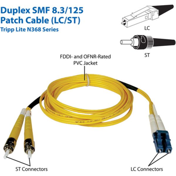 Eaton Tripp Lite Series Duplex Singlemode 9/125 Fiber Patch Cable (LC/ST), 3M (10 ft.) - Image 2