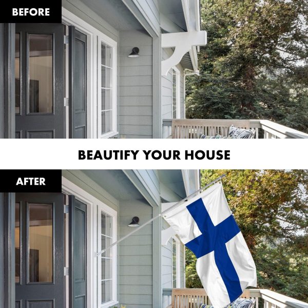 G128 Flag Pole 6FT Silver Tangle Free & Finland Finnish Flag 3x5 Ft Combo Printed 150D Polyester - Image 3