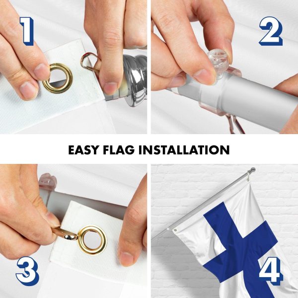 G128 Flag Pole 6FT Silver Tangle Free & Finland Finnish Flag 3x5 Ft Combo Printed 150D Polyester - Image 7