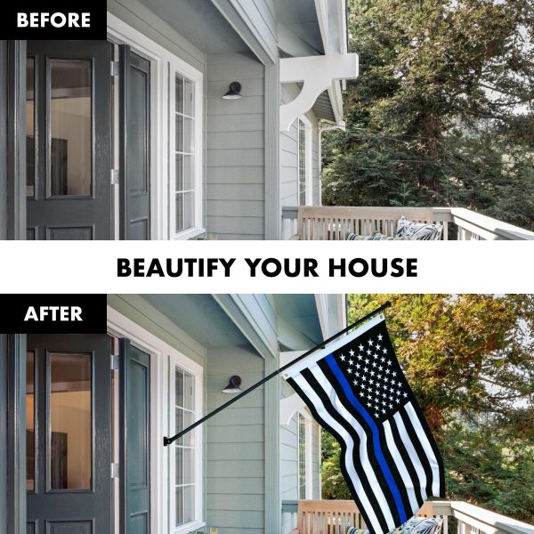 G128 - 5 Feet Tangle Free Spinning Flagpole (Black) Thin Blue Line Flag Brass Grommets Spun Polyester 2x3 ft (Flag Included) Aluminum Flag Pole - Image 3