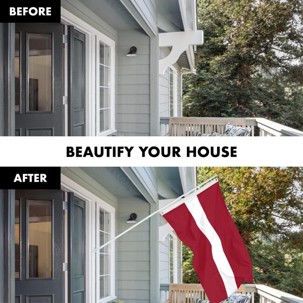 G128 Combo Pack: 6 Ft Tangle Free Spinning Flagpole (White) & Latvia Flag 3x5 Ft Printed 150D Polyester, Brass Grommets (Flag Included) Aluminum Flag Pole - Image 3