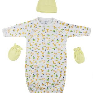 Gown, Cap And Mittens - 3 Pc Set Cs_0045