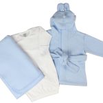 Newborn Baby Boys 3 Pc  Set (gown, Robe, Fleece Blanket) Ls_0142