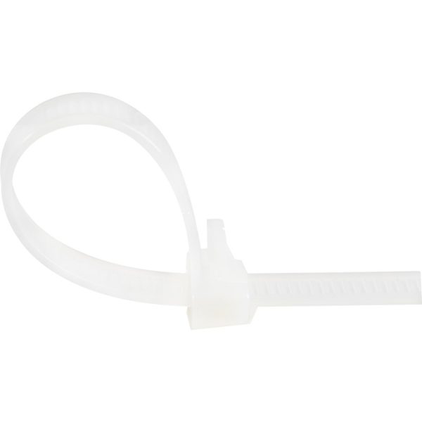 StarTech.com 5"(12cm) Reusable Cable Ties, 1-1/8"(30mm) Dia. 50lb(22Kg) Tensile Strength, Nylon, In/Outdoor, UL Listed, 100 Pack, White - Image 3