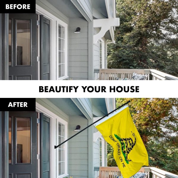 G128 - 6 Feet Tangle Free Spinning Flagpole (Black) Gadsden Flag Brass Grommets Spun Polyester 3x5 ft (Flag Included) Aluminum Flag Pole - Image 3
