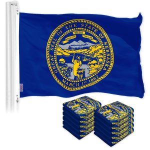 G128 10 Pack: Nebraska NE State Flag | 3x5 Ft | LiteWeave Pro Series Printed 150D Polyester | Indoor/Outdoor, Vibrant Colors, Brass Grommets, Thicker and More Durable Than 100D 75D Polyester