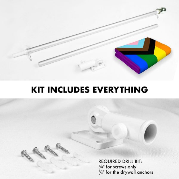 G128 Combo Pack: 6 Ft Tangle Free Aluminum Spinning Flagpole (Silver) & LGBT Progress Rainbow Pride Flag 3x5 Ft, LiteWeave Pro Series Printed 150D Polyester | Pole with Flag Included - Image 2