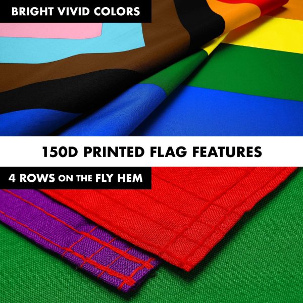 G128 Combo Pack: 6 Ft Tangle Free Aluminum Spinning Flagpole (Silver) & LGBT Progress Rainbow Pride Flag 3x5 Ft, LiteWeave Pro Series Printed 150D Polyester | Pole with Flag Included - Image 5