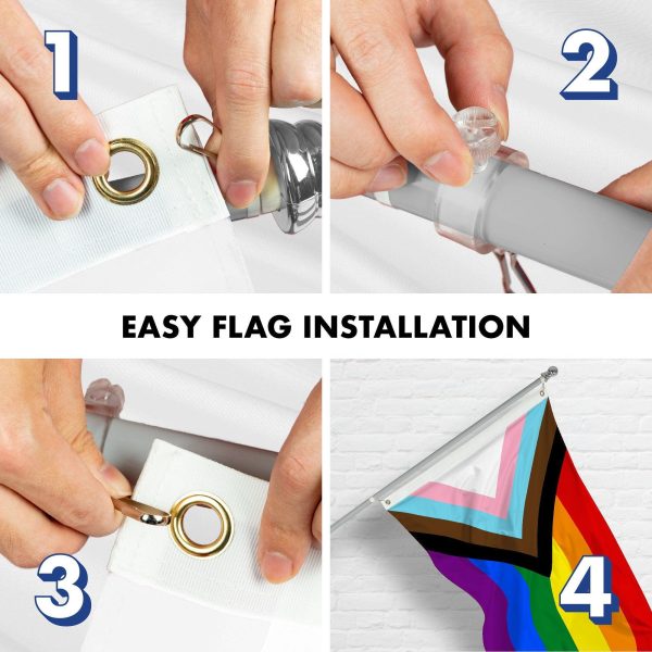 G128 Combo Pack: 6 Ft Tangle Free Aluminum Spinning Flagpole (Silver) & LGBT Progress Rainbow Pride Flag 3x5 Ft, LiteWeave Pro Series Printed 150D Polyester | Pole with Flag Included - Image 7