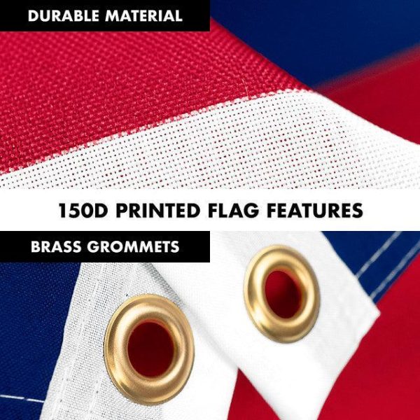 G128 Combo Pack: 6 Feet Tangle Free Spinning Flagpole (Black) Texas TX State Flag 3x5 ft Printed 150D Brass Grommets (Flag Included) Aluminum Flag Pole - Image 4
