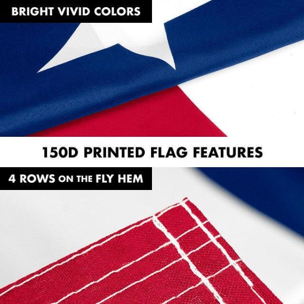 G128 Combo Pack: 6 Feet Tangle Free Spinning Flagpole (Black) Texas TX State Flag 3x5 ft Printed 150D Brass Grommets (Flag Included) Aluminum Flag Pole - Image 5