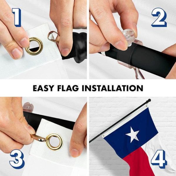 G128 Combo Pack: 6 Feet Tangle Free Spinning Flagpole (Black) Texas TX State Flag 3x5 ft Printed 150D Brass Grommets (Flag Included) Aluminum Flag Pole - Image 7