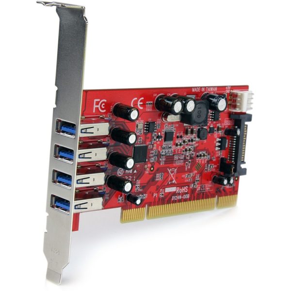 StarTech.com 4 Port PCI SuperSpeed USB 3.0 Adapter Card with SATA/SP4 Power - 5Gbps - Image 2
