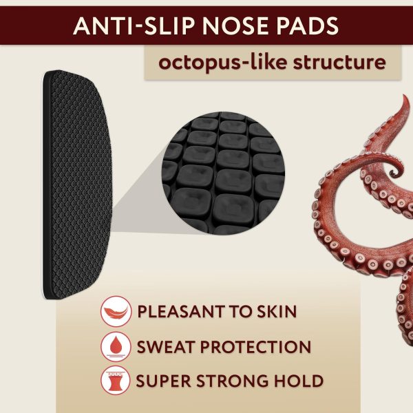 Glasses Nose Grips Non Slip   Eyeglass Nose Pads Anti Slip 1 mm   6 Pairs Nose Bridge Pads for Glasses   Silicone Glasses Nose Pad (Black Pads & Black Glasses Strap) - Image 2