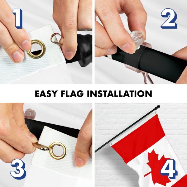 G128 Combo Pack: 5 Ft Tangle Free Aluminum Spinning Flagpole (Black) & Canada Canadian Flag 2x3 Ft, ToughWeave Series Embroidered 210D Polyester | Pole with Flag Included - Image 7