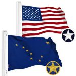 G128 Combo Pack: American USA Flag 2x3 Ft & Alaska Flag 2x3 Ft, Both Embroidered SPUN Polyester, Indoor/Outdoor, Brass Grommets