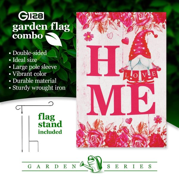 G128 Combo Pack: Garden Flag Stand Black 36 in x 16 in & Garden Flag Happy Valentine's Day Decoration Gnome Holding Love Sign 12"x18" Double-Sided Blockout Fabric - Image 7