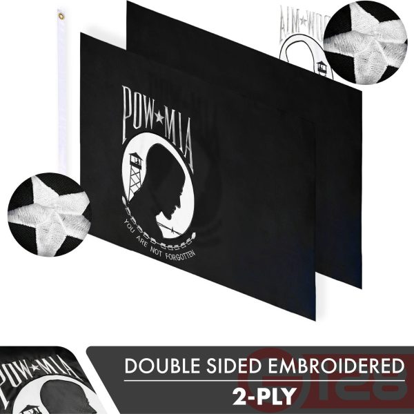 POW MIA Flag | 3x5 Ft, 10-Pack, Double-sided, Embroidered Polyester By G128 - Image 2