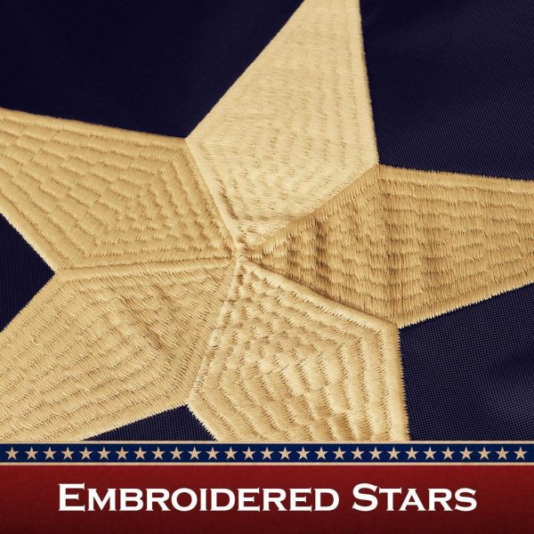 G128 2 Pack: Texas Tea-Stained TX State Flag | 2x3 Ft | ToughWeave Pro Series Pole Sleeve Embroidered 420D Polyester | Embroidered Design, Indoor/Outdoor, High Quality, NO Flagpole Included - Image 3
