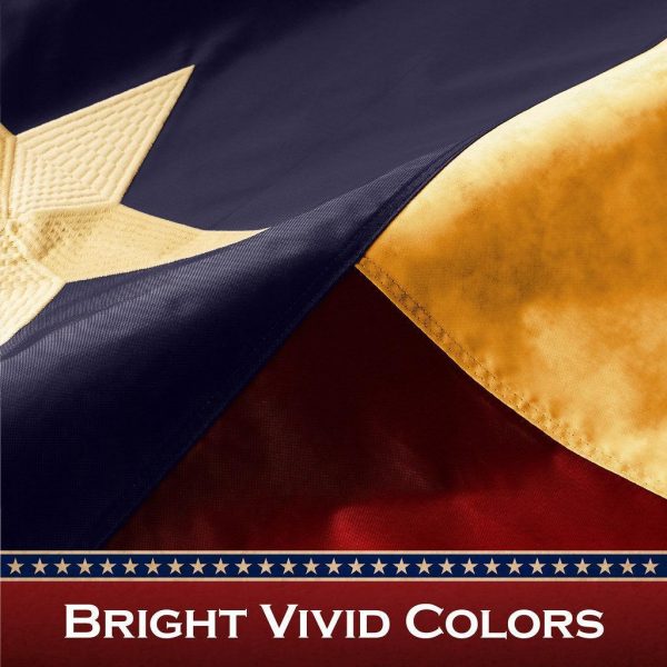 G128 2 Pack: Texas Tea-Stained TX State Flag | 2x3 Ft | ToughWeave Pro Series Pole Sleeve Embroidered 420D Polyester | Embroidered Design, Indoor/Outdoor, High Quality, NO Flagpole Included - Image 4