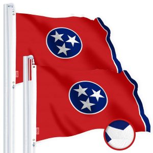 G128 2 Pack: Tennessee TN State Flag | 1x1.5 Ft | StormFlyer Series Embroidered 220GSM Spun Polyester | Embroidered Design, Indoor/Outdoor, Brass Grommets, Heavy Duty, All Weather
