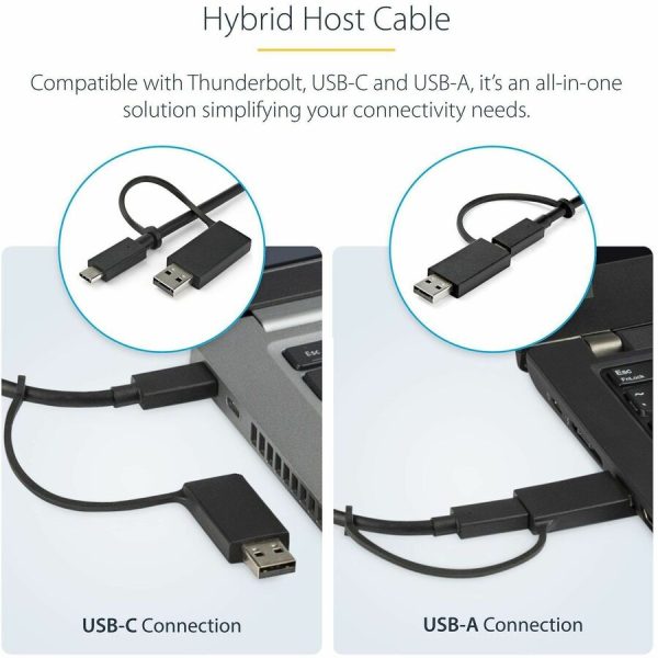 StarTech.com USB-C & USB-A Dock - Hybrid Universal Laptop Docking Station w/ 100W Power Delivery - Dual Monitor 4K 60Hz HDMI & DisplayPort - Image 5