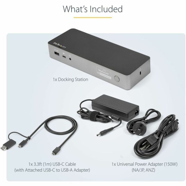 StarTech.com USB-C & USB-A Dock - Hybrid Universal Laptop Docking Station w/ 100W Power Delivery - Dual Monitor 4K 60Hz HDMI & DisplayPort - Image 8