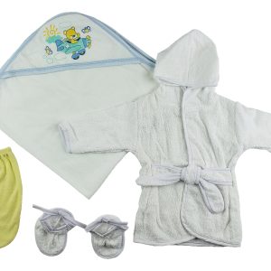 Boys Infant Robe, Hooded Towel And Washcloth Mitt - 3 Pc Set  Cs_0001