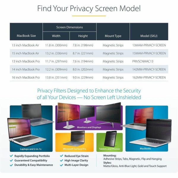 StarTech.com StarTech.com 14-inch MacBook Pro 21/23 Laptop Privacy Screen, Removable and Reversible Anti-Glare Blue Light Filter, Magnetic - Image 6