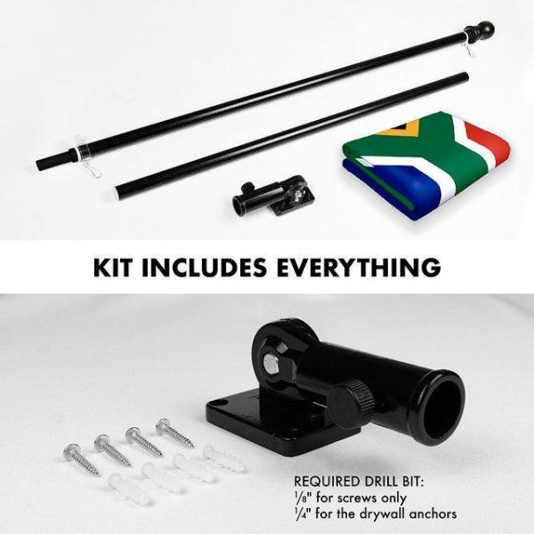G128 Combo Pack: 6 Feet Tangle Free Spinning Flagpole (Black) South Africa South African Flag 3x5 ft Printed 150D Brass Grommets (Flag Included) Aluminum Flag Pole - Image 2
