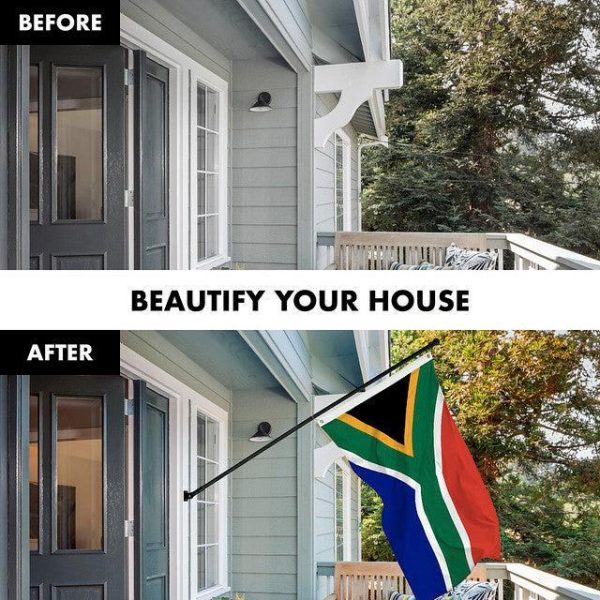 G128 Combo Pack: 6 Feet Tangle Free Spinning Flagpole (Black) South Africa South African Flag 3x5 ft Printed 150D Brass Grommets (Flag Included) Aluminum Flag Pole - Image 3