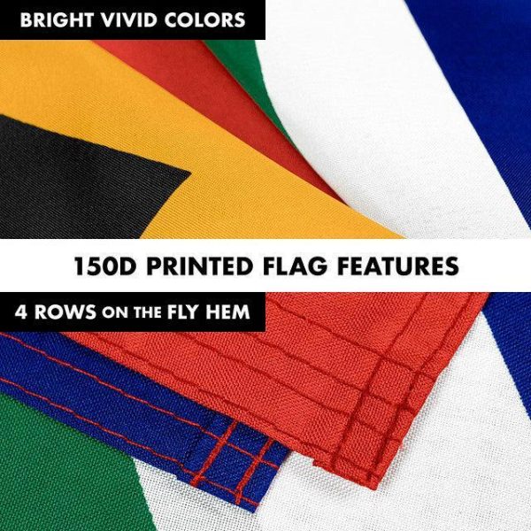 G128 Combo Pack: 6 Feet Tangle Free Spinning Flagpole (Black) South Africa South African Flag 3x5 ft Printed 150D Brass Grommets (Flag Included) Aluminum Flag Pole - Image 5